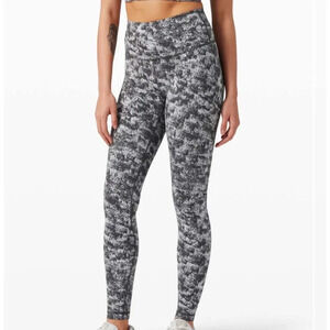 lululemon athletica Black and Gray Printed High-Rise Leggings